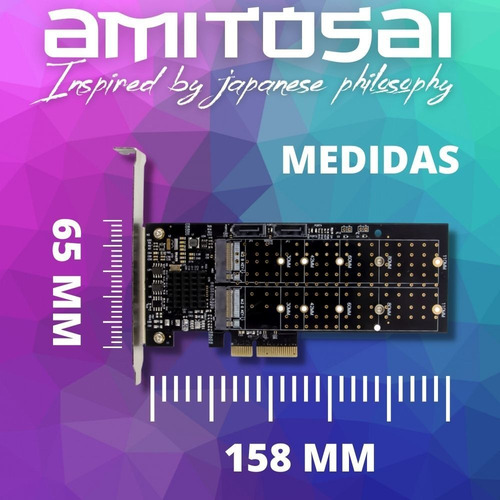 Placa de expansión Controladora Pcie Sata Para 4 Discos: 2 discos SATA y 2 discos M.2 NGFF 6gbps Amitosai M.2 con función Raid AMITOSAI MTS-PCIE2S2M2RAID