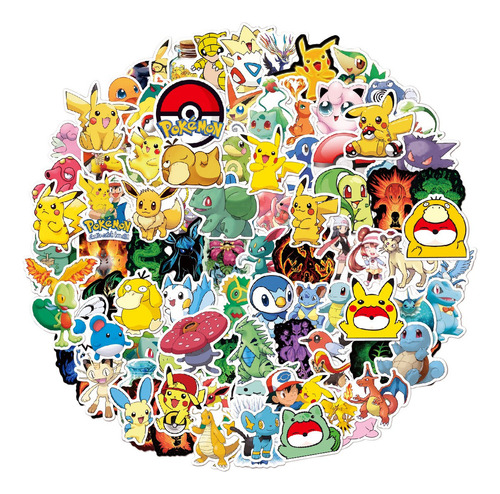 100 Pokémon Stickers Impermeables Pegatinas Pvc Calcomanía