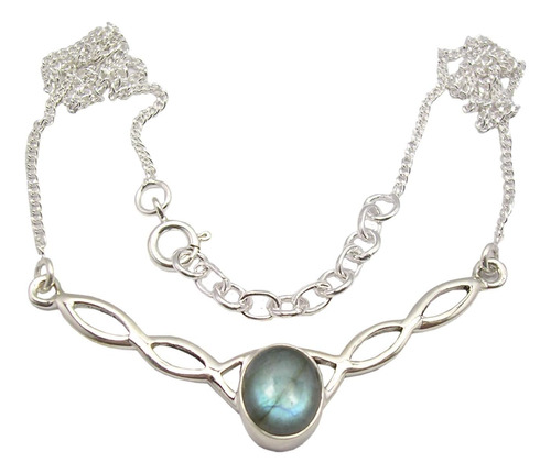 Silverstarjewel Collar De Labradorita Natural Cab 18.3 Plata