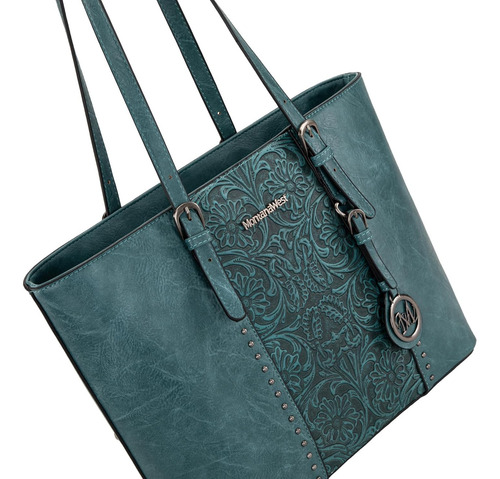 Bolso Grande Y De Mano, Montana West, Color Turquesa X2 Pzs