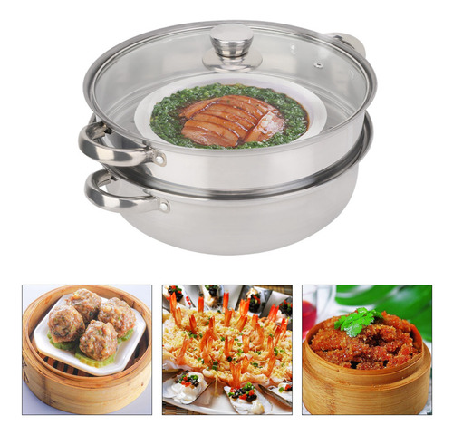 Vaporera De Cocina Acero Inoxidable De Doble Capa Con 2 Asa