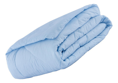 Edredom Dupla Face Casal Padrão 180 Fios Algodão Conforto Cor Azul Desenho Do Tecido Liso