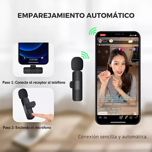 Microfono Corbatero Inalambrico Compatible iPhone iPad Negro