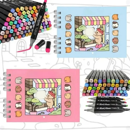 Conjunto De Canetas Stylus De Ponta Dupla De 60 Cores E Par