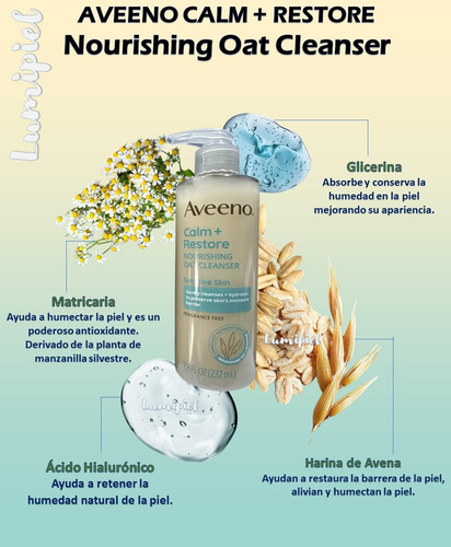 Aveeno Calm + Restore Triple Oat Serum + Cleanser 30+232ml Todo Tipo De Piel Día/noche