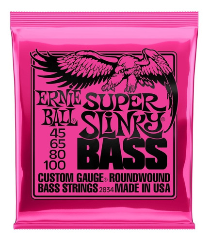 Cuerdas Para Bajo 4 Cuerdas Ernie Ball Super Slinky 45-100