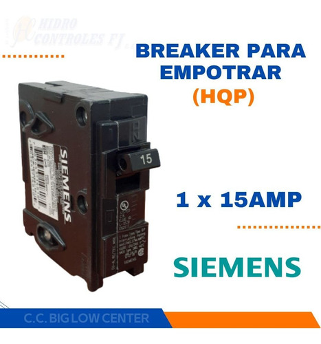 Breaker Para Empotrar Hqp 1x15 Amp Marca Siemens 