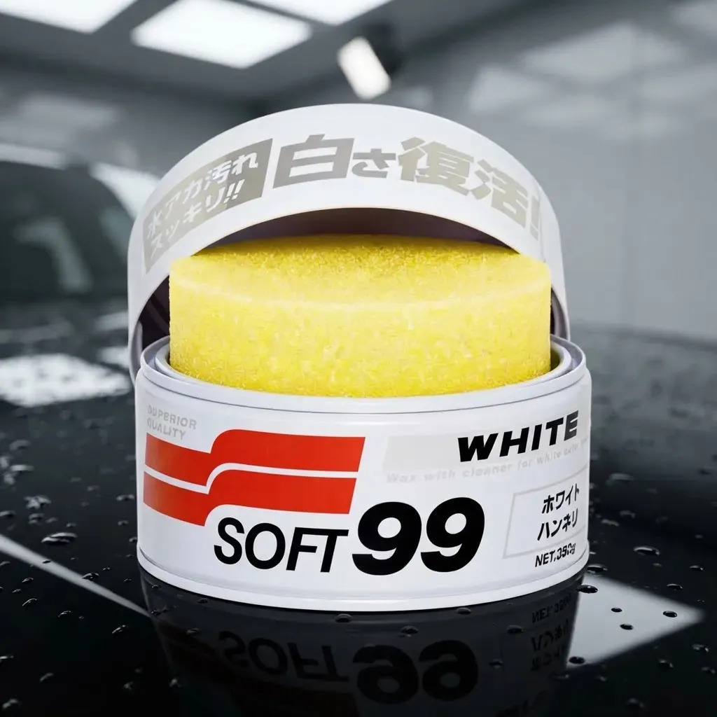 Cera Automotiva Soft99 White Cleaner Carnaúba Para Carros Brancos 350g