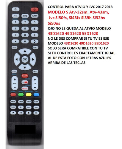 Control Jvc Smart Tv Modelo Si43fs Si39h Si32hs Lujvc2019077