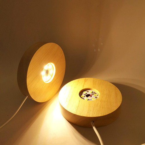 3 Lámpara De Con Base De Madera Led Con Puerto Luz