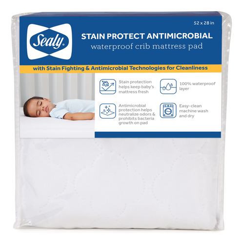 Sealy Protector De Colchon Antimicrobiano Impermeable Para C