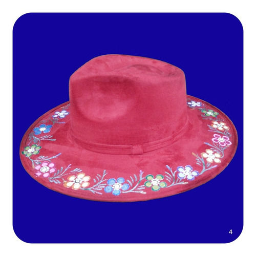 Imagen 2 de 5 de Elegante Sombrero Artesanal De Gamuza Pintado Mediano 1