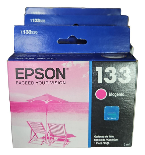 Cartucho Epson Original T133 Color Magenta Vencido.