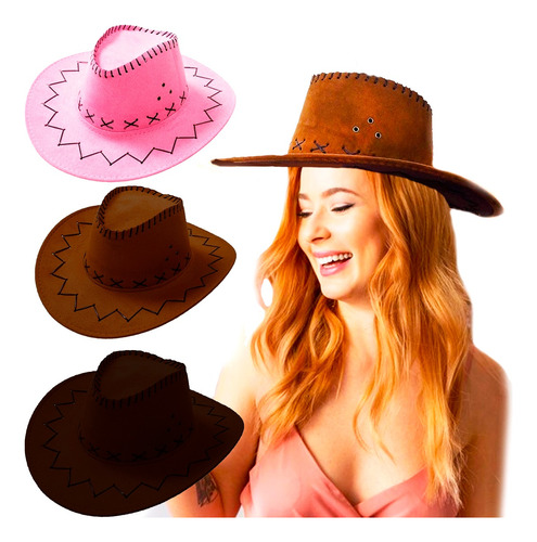 Gorro Cowboy Felpa Con Hilo Sombrero Agasajada Novia 15 Años