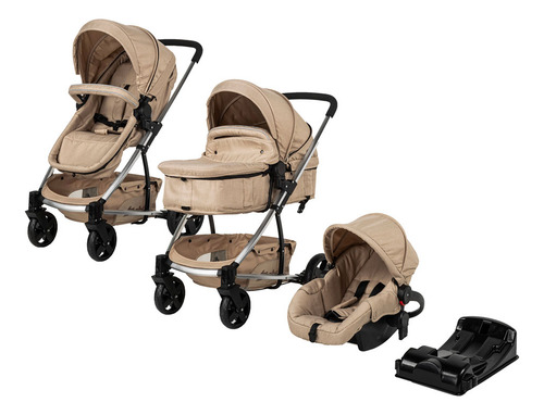 Carriola de Bebe Travel System de Paseo D'bebé Eclipse Color Beige Chasis Plateado
