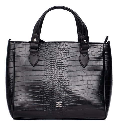Bolsa Feminina Be Forever Tote Média Croco Preta Cor Preto