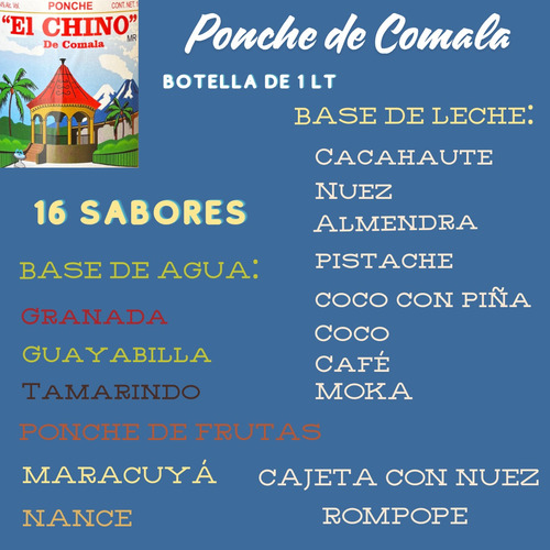 Ponche De Comala Sabor Coco Marca El Chino 1 Lt