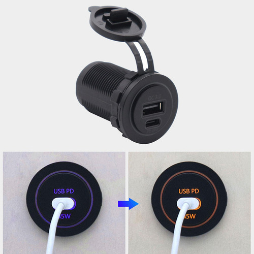Tipo C Usb Del Zócalo Del Cargador Del Coche De 12v 24v 45w