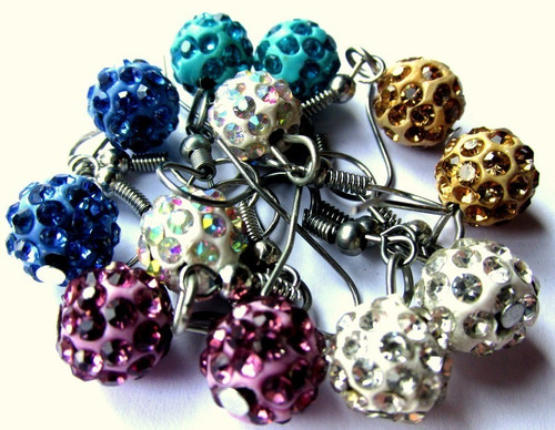 Rebajado/6 Pares Caravanas Strass/varios Colores/