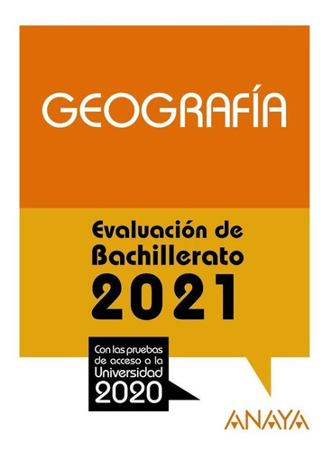 2021 Geografia Evaluacion De Bachillerato, De Muñoz-delgado Y Merida, Mª Concepcion. Editorial Anaya Educación, Tapa Blanda En Español