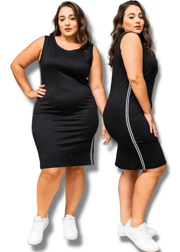 Vestido midi best sale canelado plus size
