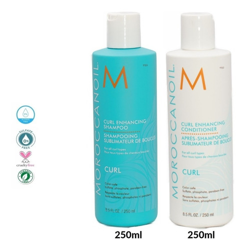 Pack Shampoo Y Acondicionador Rizos Rulos 250ml Moroccanoil