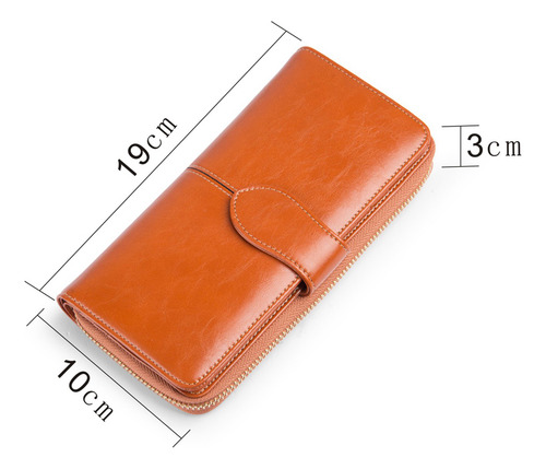 Cartera Para Mujer Gran Capacidad,billetera Con Bloqueo Rfid Chocolate