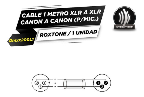Imagen 4 de 6 de Cable Microfono Xlr (canon) Standard 1m Roxtone Dmxx200l1