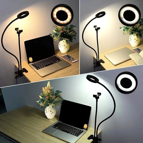 Imagen 6 de 7 de Lámpara Escritorio Aro Luz Fotografia Led Selfie Tiktok 2en1