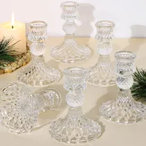 Comprar Juego De 6 Porta Velas De Cristal, Porta Velas Transparente 