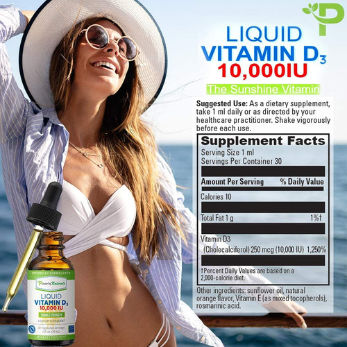 Power By Naturals Vitamina D3 Líquida 10000 Ui 30 Dosis