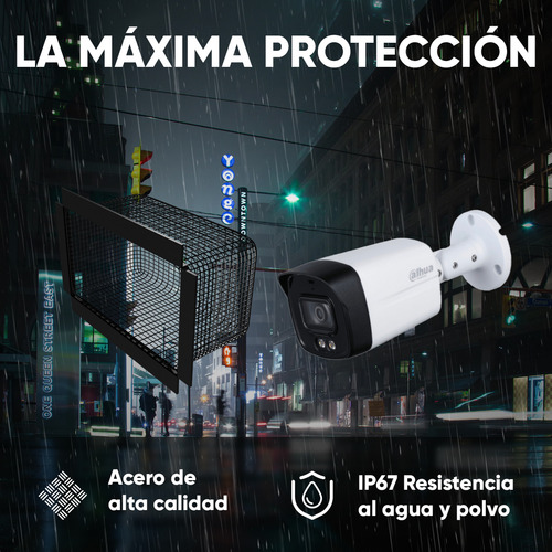 Dahua Cámara Bullet Hfw1239tlm-plus-herag Full Color 2 Mp Con Protección Antivandálica Y Letrero Disuasivo Super Adapt Wdr Real 130 Db Microfono Integrado Lente De 3.6mm Led 40m Hfw1239tlm Ip67