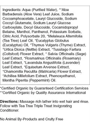 Shampoo Giovanni Triple Treat De Árbol De Té, 8.5 Oz
