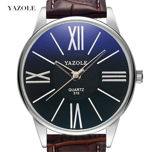 Relógio Masculino Preto Yazole® Pulseira Couro + Caixa