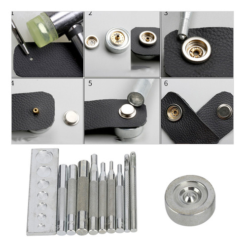 Xiaery Kit Punch Snap, Broche A Presión, Remache De Cuero,
