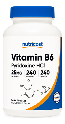 Suplemento Nutricost De Vitamina B6 (piridoxina Hcl) 25 Mg 2