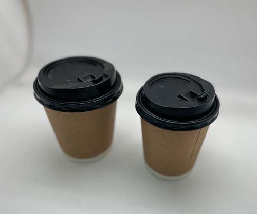 Imagen 2 de 10 de Vaso Café Polipapel Doble Capa Con Tapa 240 Cc/8 Oz - 100u.