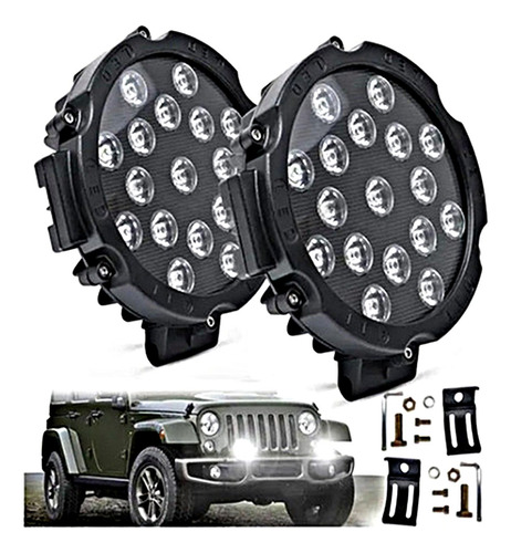 Par Faros Redondo 17 Led Cree 7 Pulgadas 51w Jeep 4x4