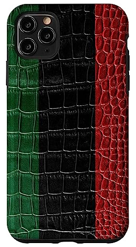 Funda Para iPhone 11 Pro Max Pan African Flag Crocodile Skin