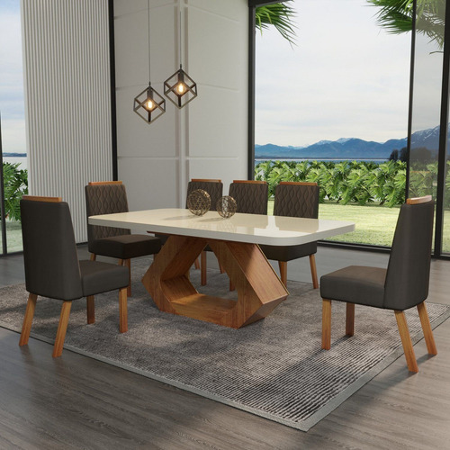 Conjunto Mesa De Jantar C/ Tampo Mdf/vidro 160cmx80cm Dh