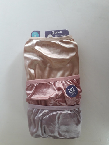 Set De 3 Pantaletas Hanes De Satín Talla Xl Para Dama.