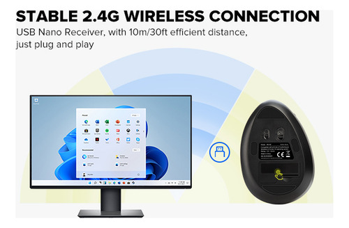 Mouse Vertical Inalámbrico Ratón Silencioso Ergonómico