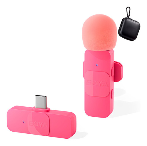Microfone Lapela Boya By-v10 P/iPhone 15/android Rosa + Bag