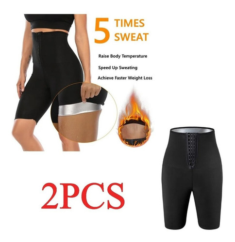 2pcs Bermudas Cuerpo Corto Con Efecto De Sauna Quema Grasa