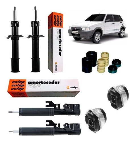 Kit 4 Amortecedores D/t + Kits Fiat Uno Mille Way Cofap 2010