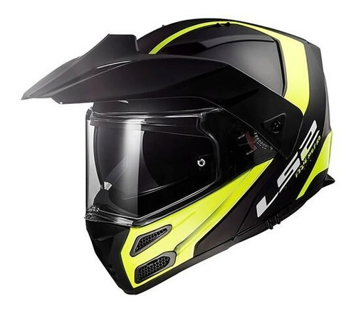 Casco Abatible Ls2 Ff324 Metro Evo Rapid Negro Amarillo Matt