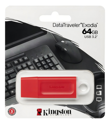 Pendrive Kingston Data Traveler Exodia 64gb Usb 3.2 Rojo