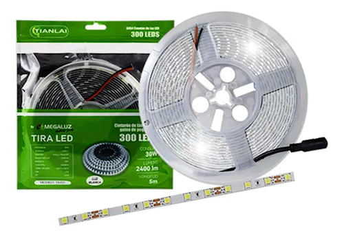 Tira Led 5 Metros 30w 300 Leds Luz Led Azul Con 5 Piezas