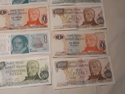 Billetes Antiguos Argentina Pesos Australes Son 12 Oferta