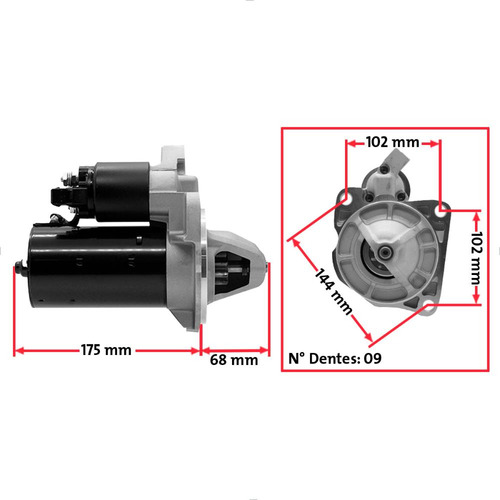 Motor Partida Para S10 2.8 C/ Mwm 2000 Até 2012